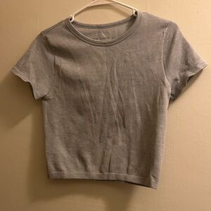 Classic Gray Ribbed Crop Top